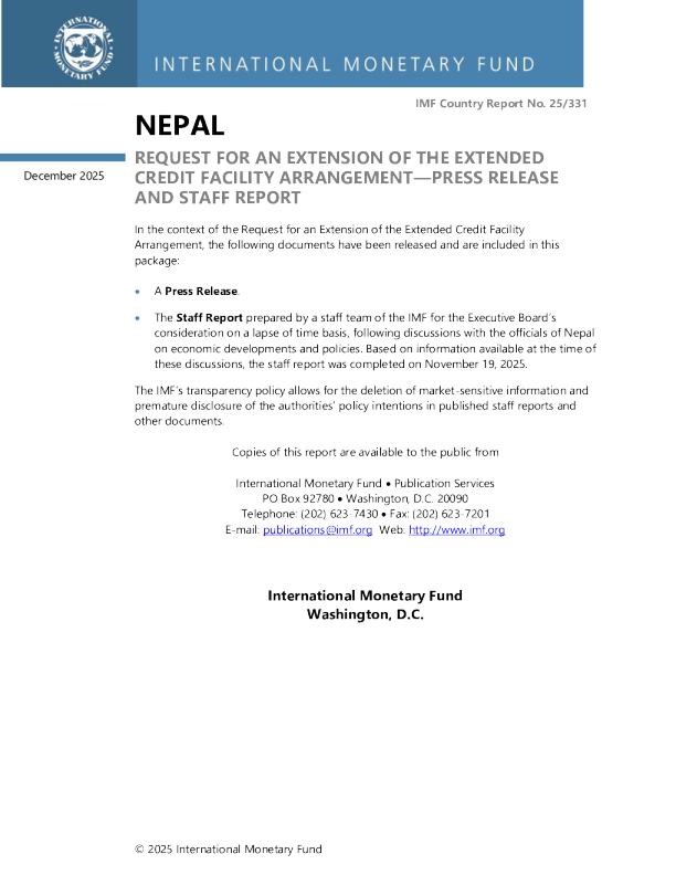 尼泊尔：请求延长信贷安排延期新闻稿；员工报告