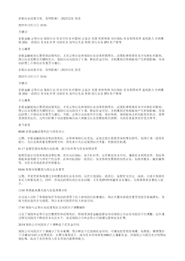 非银行业政策齐发有何影响20251210