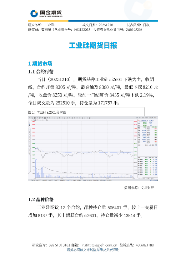 工业硅期货日报