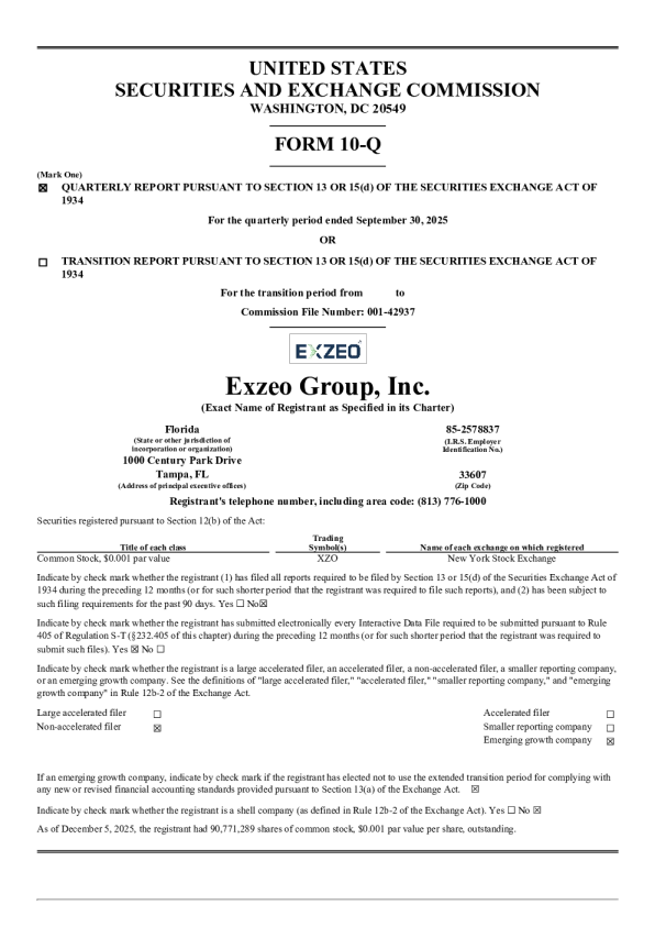 Exzeo Group Inc 2025年季度报告