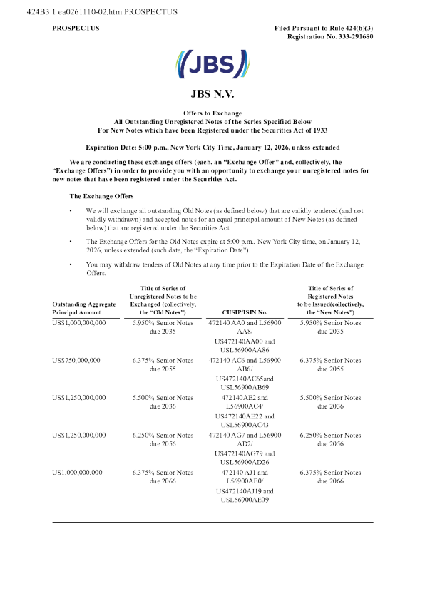 JBS NV-A美股招股说明书(2025-12-11版)