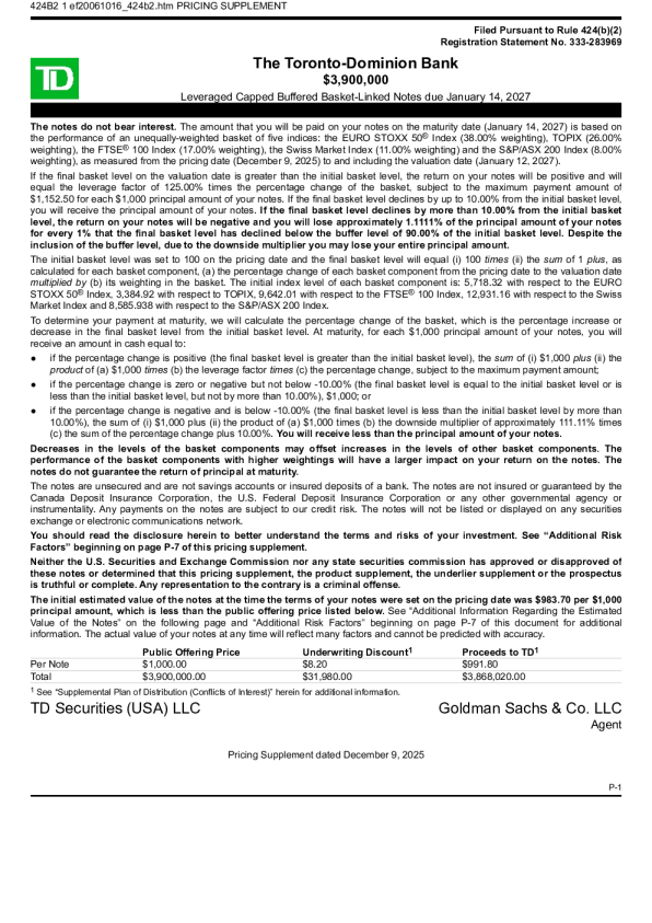 道明银行美股招股说明书(2025-12-11版)