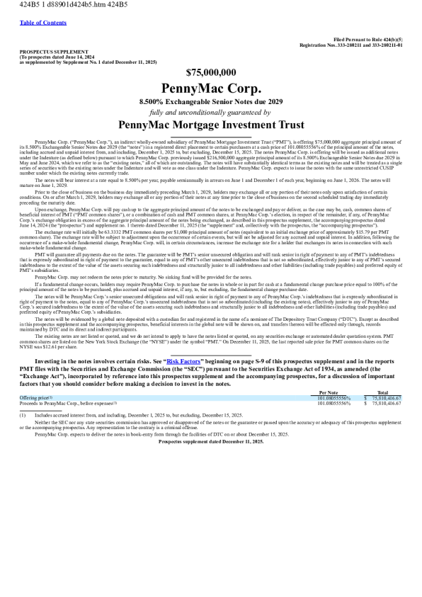 PennyMac Mortgage Investment Trust美股招股说明书(2025-12-11版)