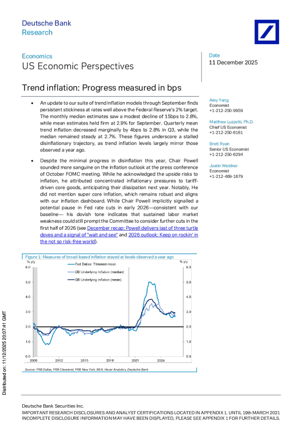 趋势通胀：以基点衡量的进展