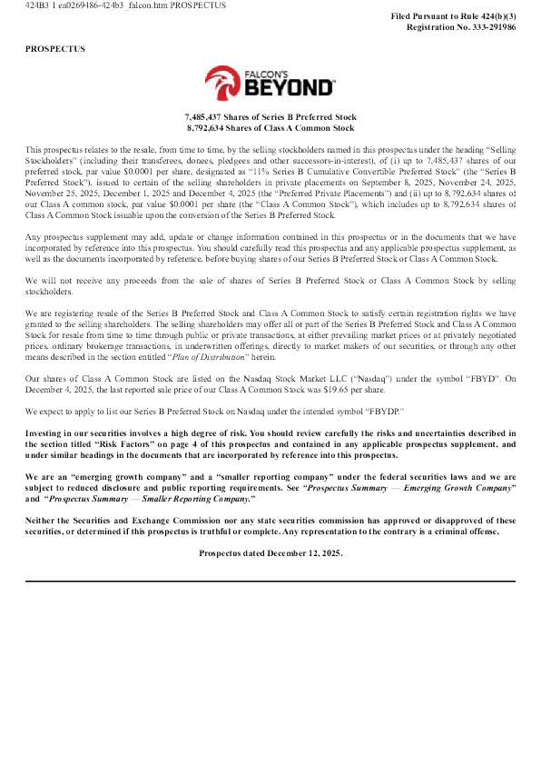 Falcon's Beyond Global Inc-A美股招股说明书(2025-12-12版)