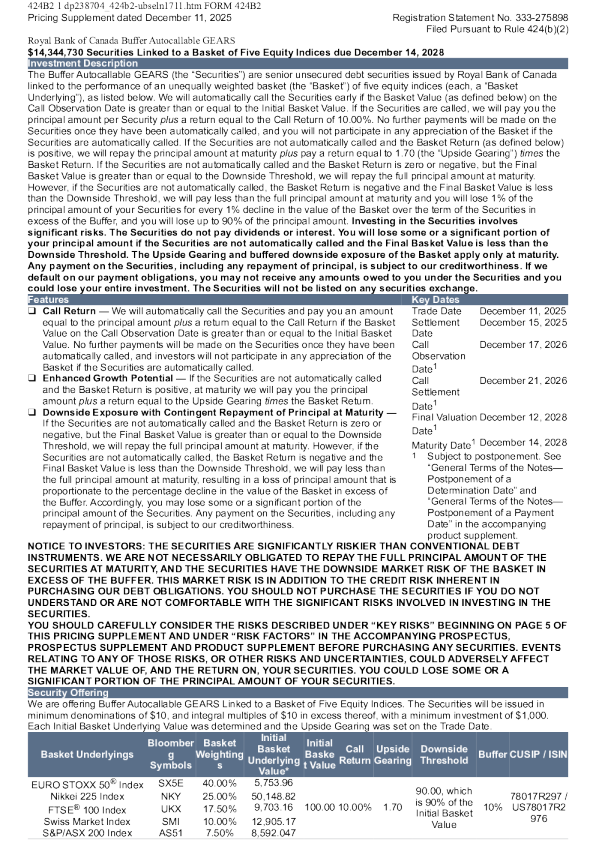 加拿大皇家银行美股招股说明书(2025-12-12版)