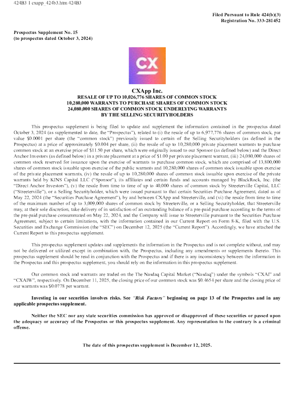 CXApp Inc-A美股招股说明书(2025-12-12版)