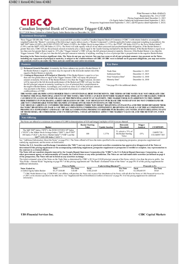 加拿大帝国商业银行美股招股说明书(2025-12-12版)