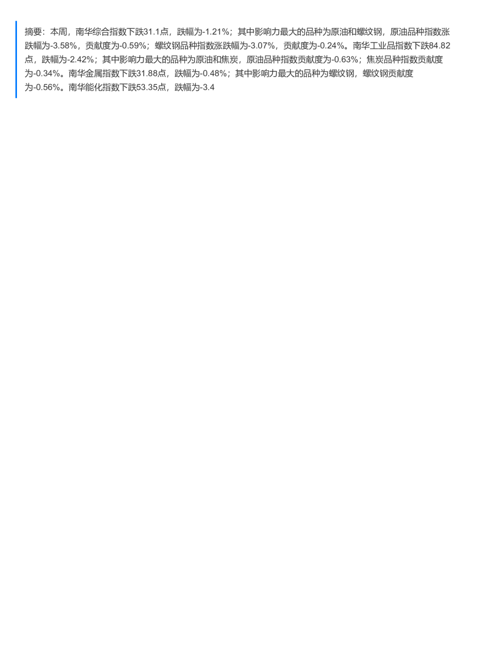 南华商品指数周报