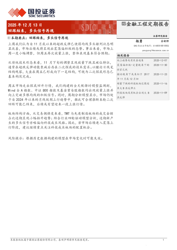 回踩结束,多头信号再现