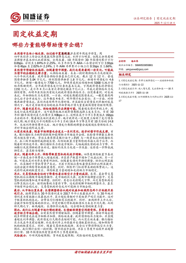 固定收益定期:哪些力量能够帮助债市企稳?
