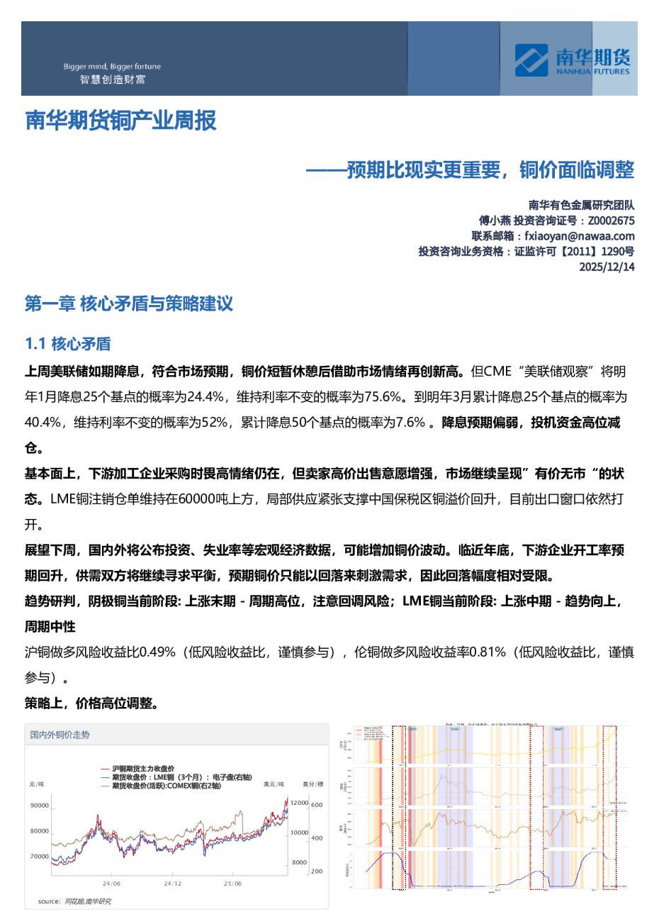 南华期货铜产业周报——预期比现实更重要,铜价面临调整