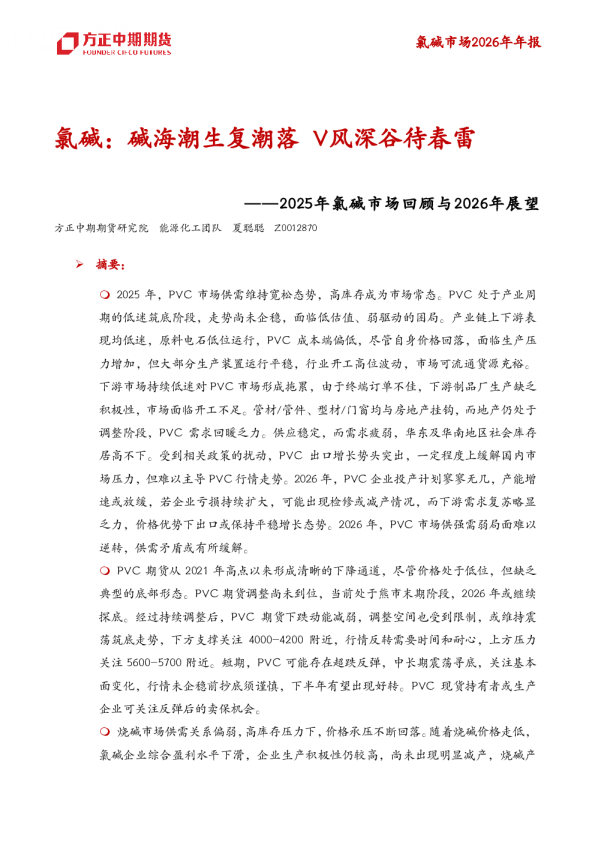 氯碱：碱海潮生复潮落 V风深谷待春雷——2025年氯碱市场回顾与2026年展望