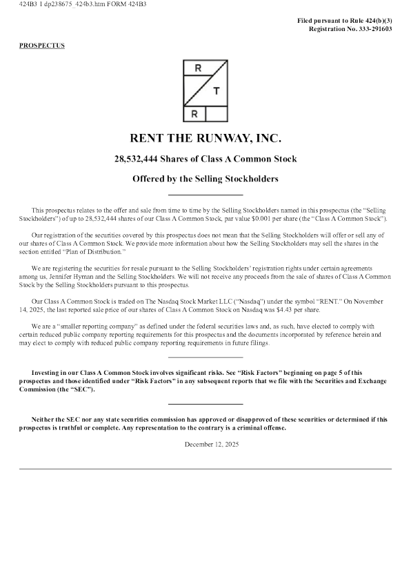 Run the Runway Inc-U.S. stock prospectus (2025-12-15 version)