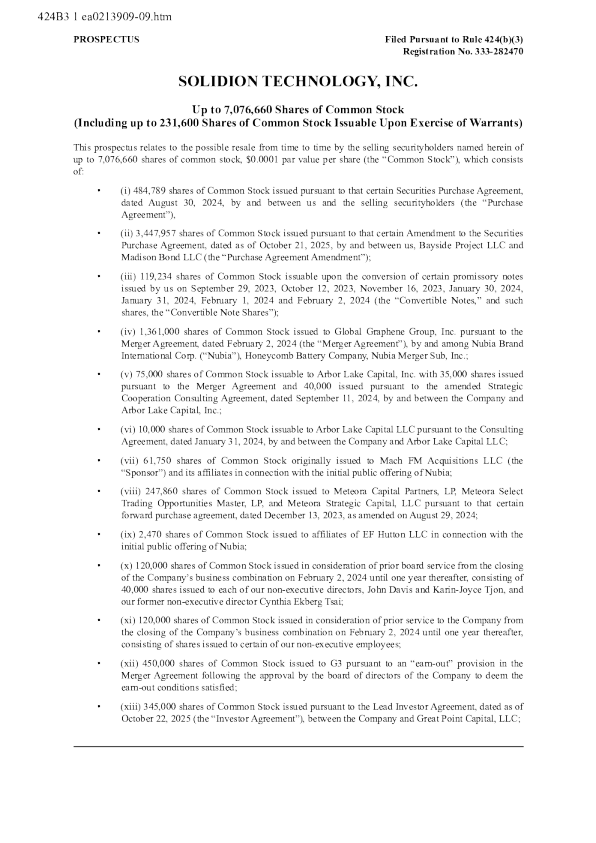 Solidion Technology Inc-A美股招股说明书(2025-12-15版)