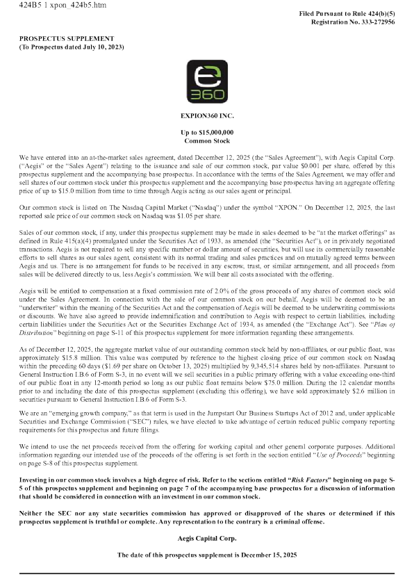 expion360 inc美股招股说明书(2025-12-15版)