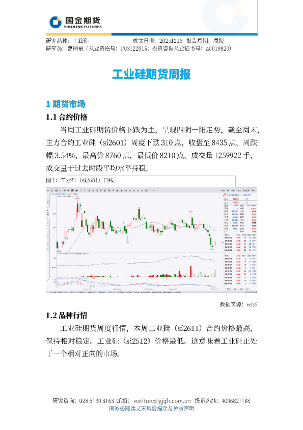 工业硅期货周报