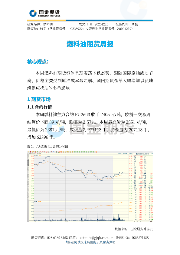 燃料油期货周报