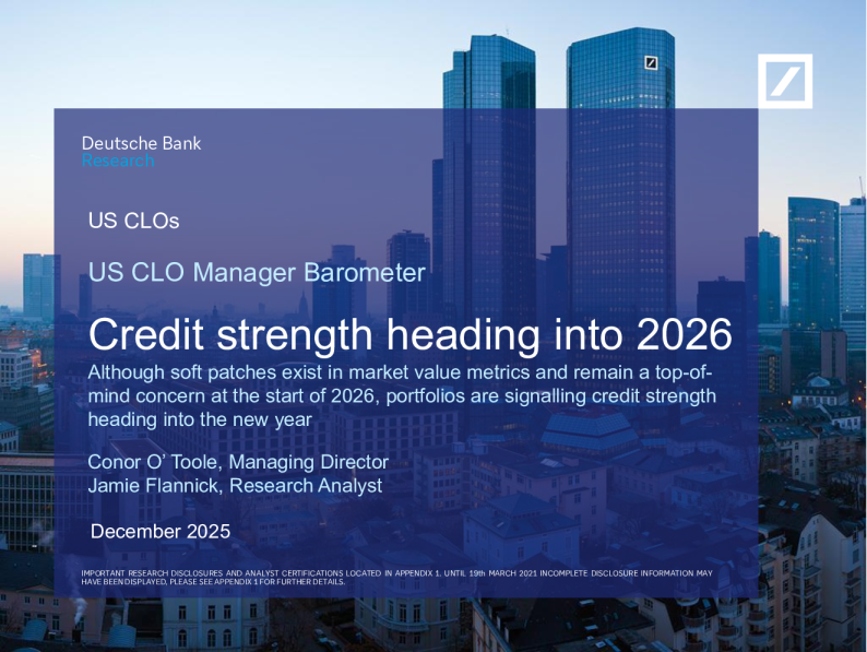 美国CLO经理晴雨表：2026年信用强度展望