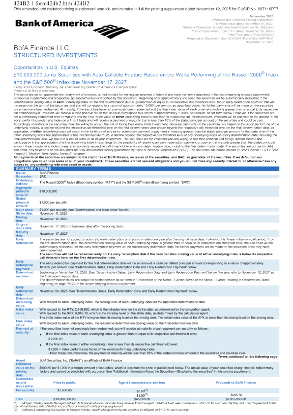 美国银行美股招股说明书(2025-12-16版)