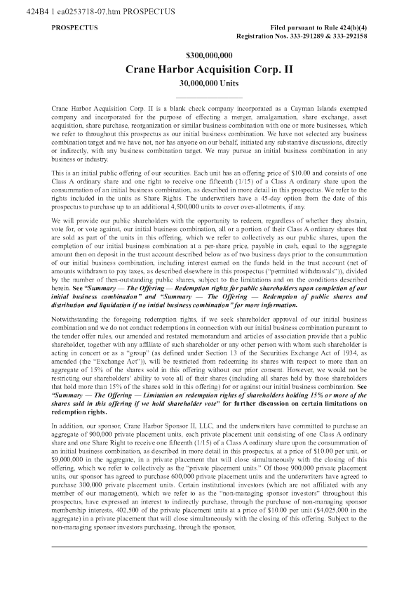 Crane Harbor Acquisition Corp II-A美股招股说明书(2025-12-16版)