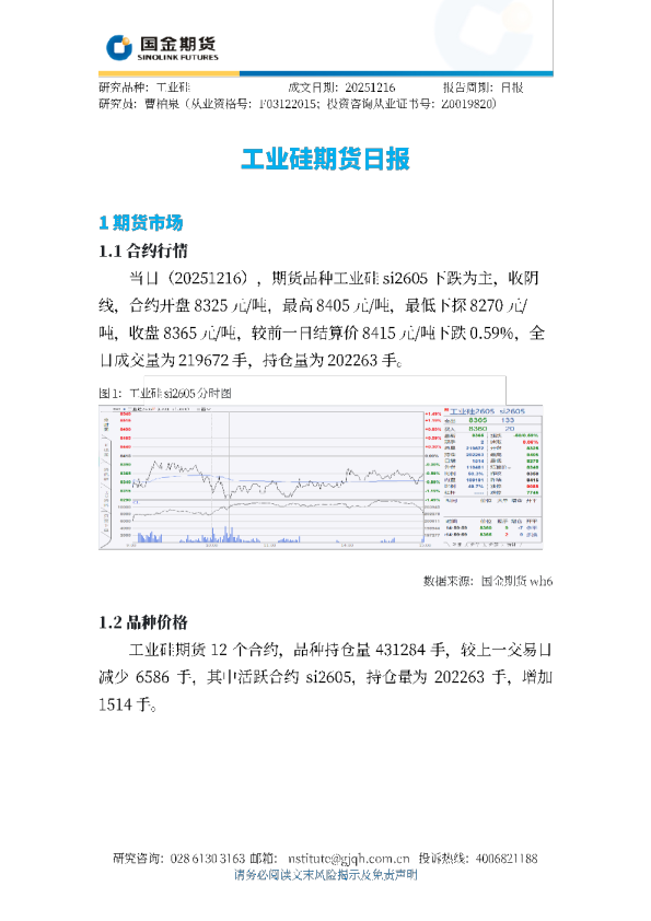 工业硅期货日报