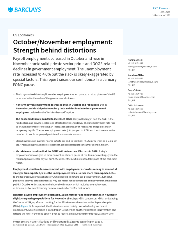 美国经济：10-11月就业报告——扭曲背后的韧性