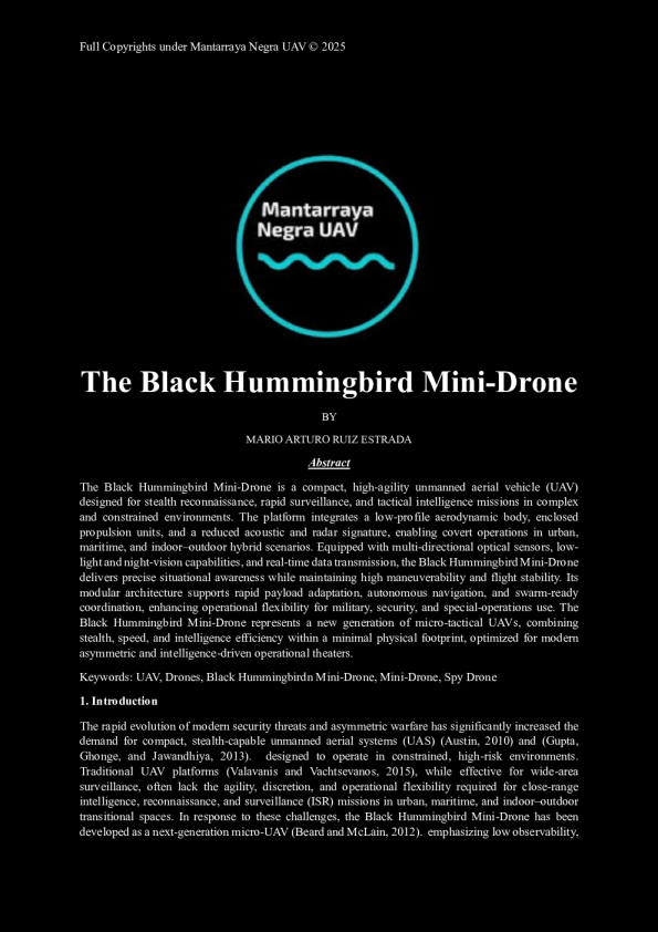 黑蜂（Black Hummingbird）微型无人机