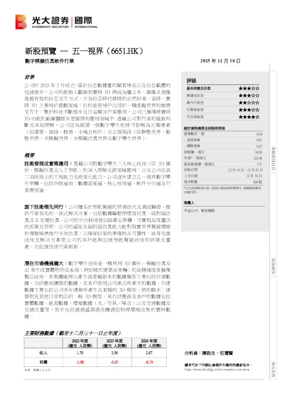 新股预览:五一视界