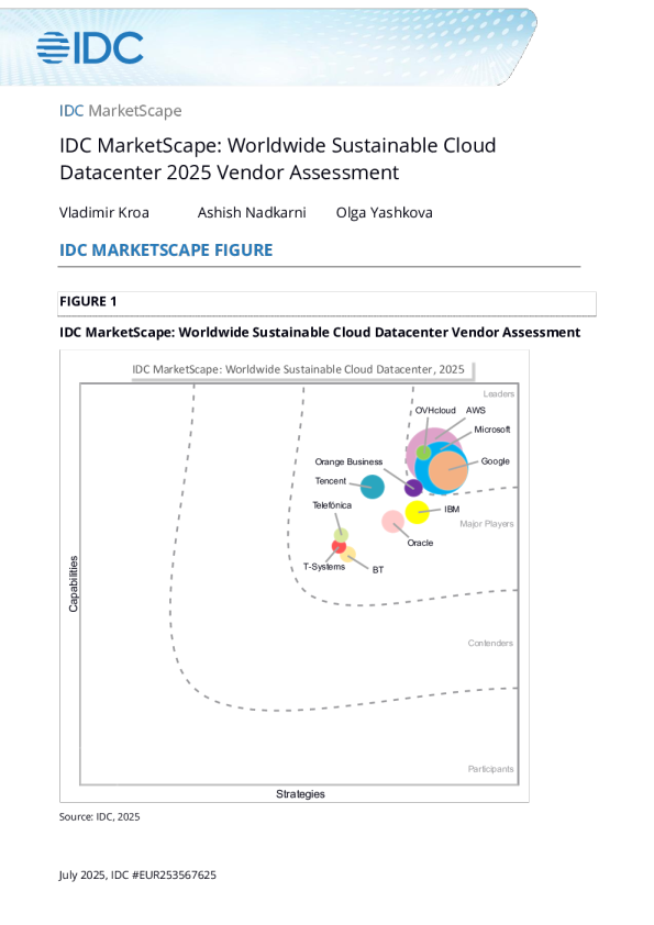 IDC《2025年可持续云数据中心供应商评估》