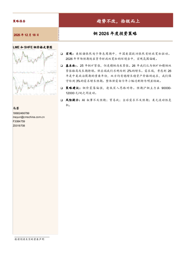 铜2026年度投资策略：趋势不改，拾级而上