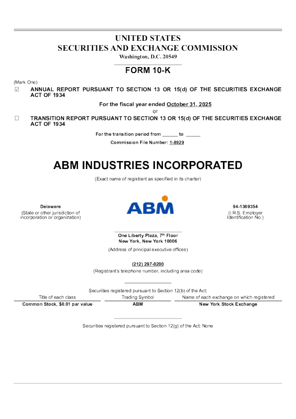 ABM工业 2024年度报告