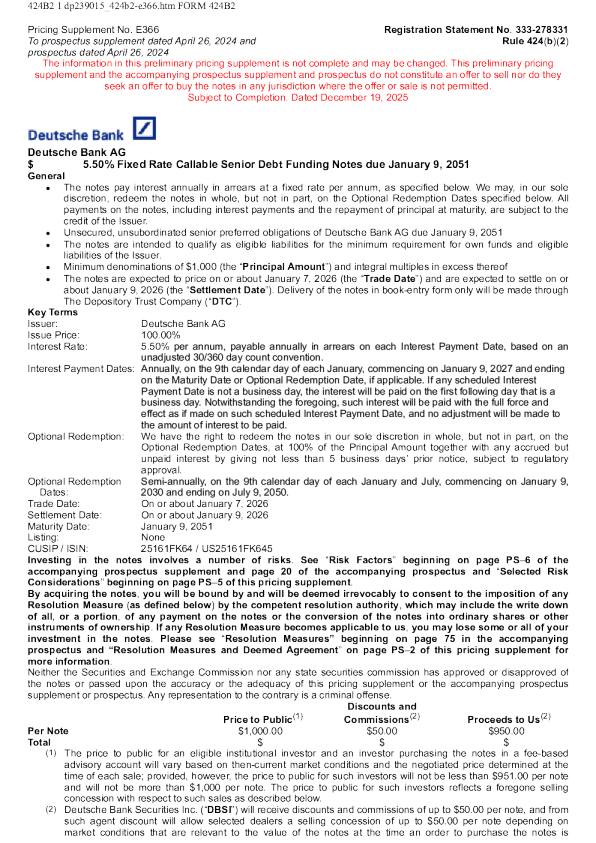 德意志银行美股招股说明书(2025-12-19版)