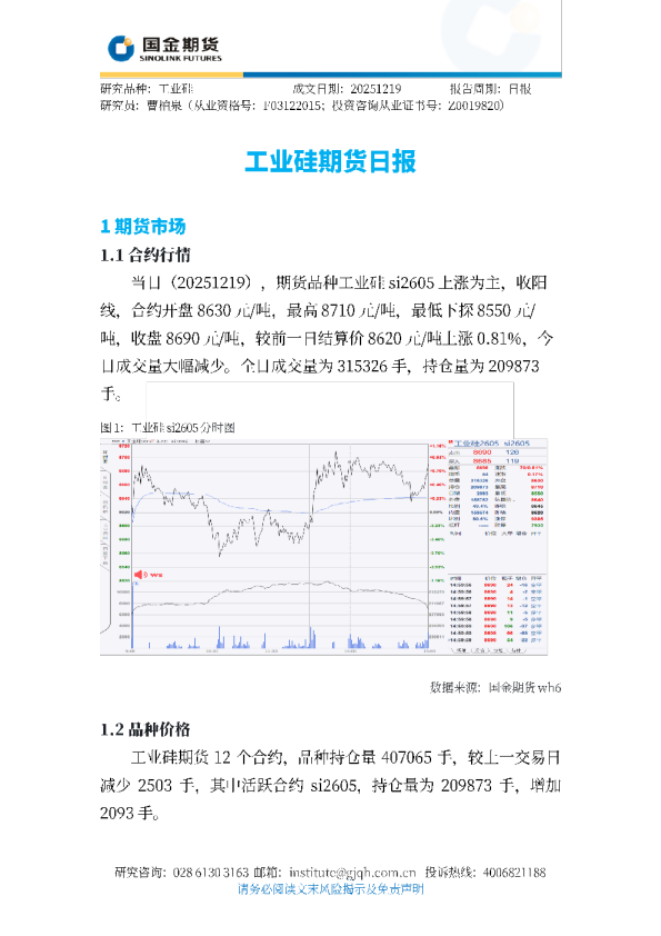 工业硅期货日报