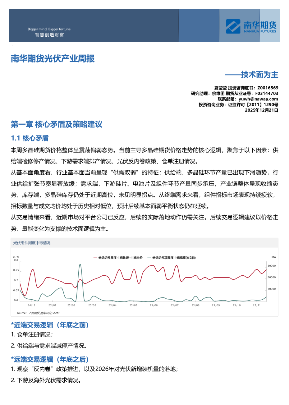 南华期货光伏产业周报——技术面为主