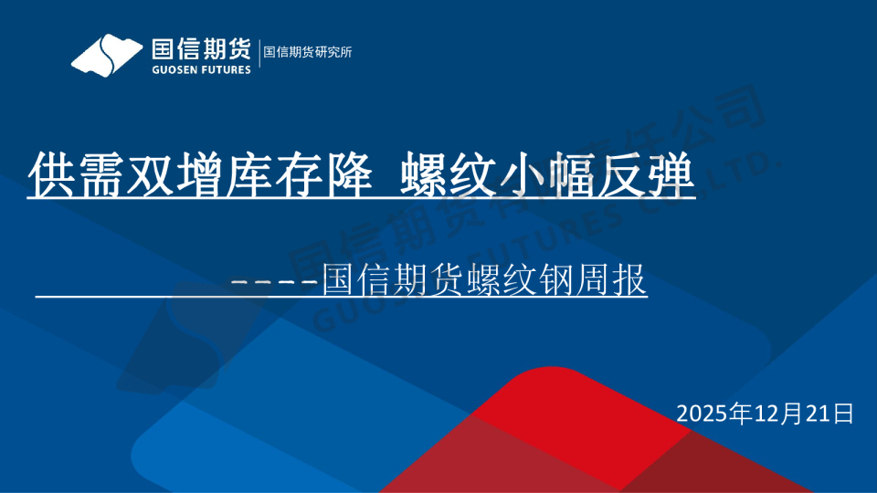 螺纹钢周报：供需双增库存降 螺纹小幅反弹