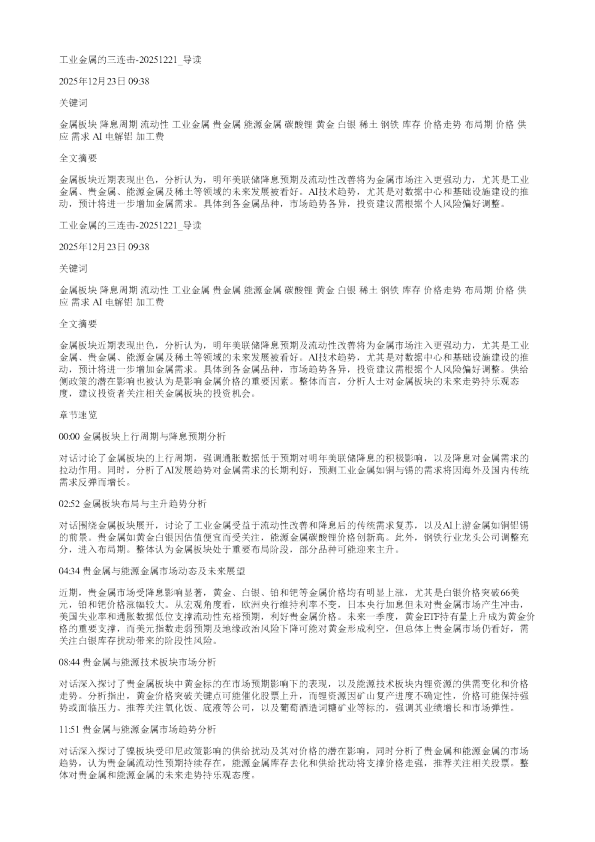 工业金属的三连击20251221