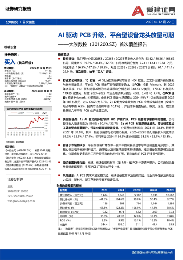 首次覆盖报告：AI驱动PCB升级，平台型设备龙头放量可期