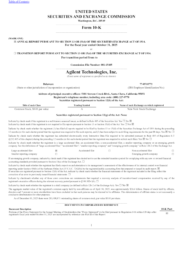 安捷伦 2024年度报告