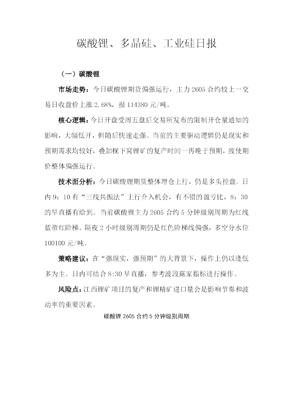 碳酸锂、多晶硅、工业硅日报
