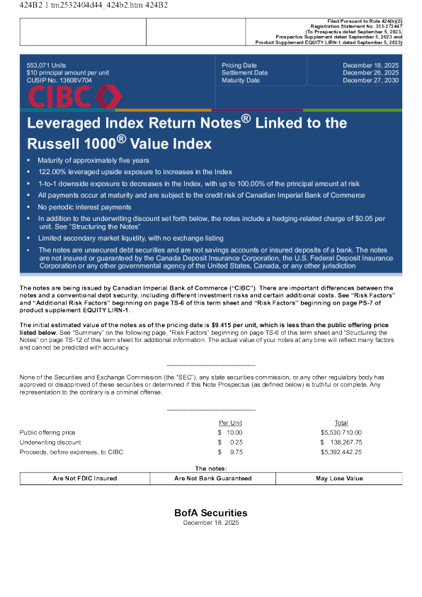 加拿大帝国商业银行美股招股说明书(2025-12-22版)