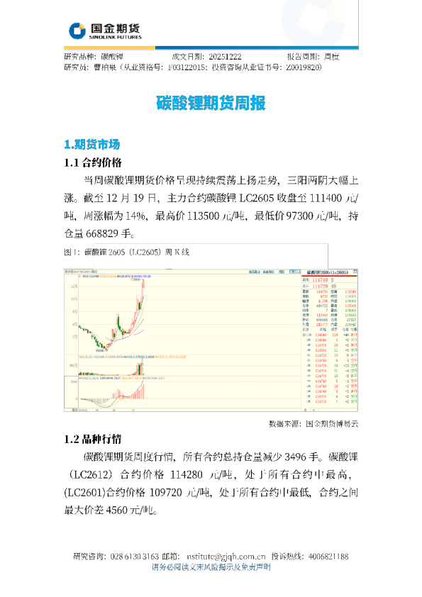 碳酸锂期货周报