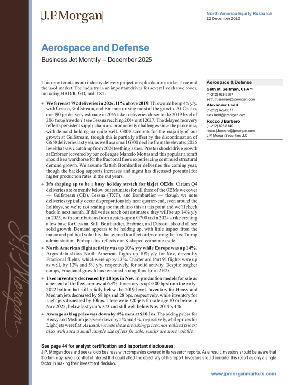 航空航天与国防公务机月度报告 – 2025年12月