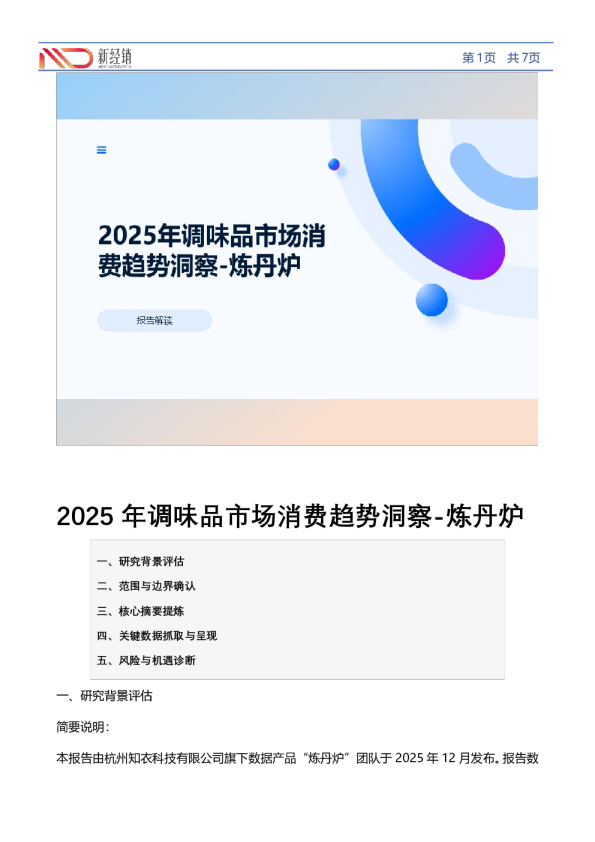 2025年调味品市场消费趋势洞察-炼丹炉