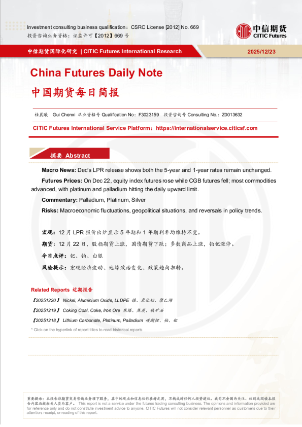 中国期货每日简报