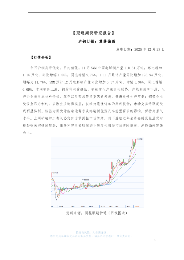 沪铜日报：震荡偏强