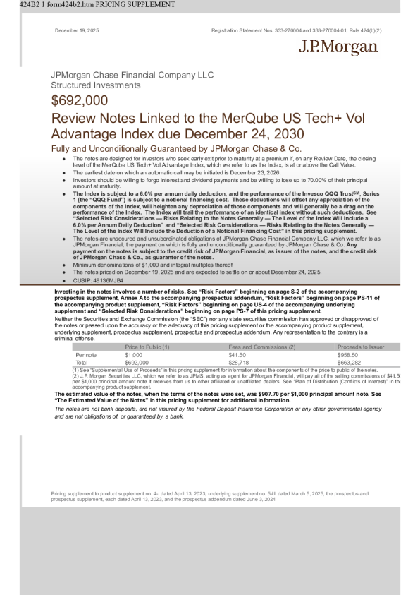 摩根大通美股招股说明书(2025-12-23版)
