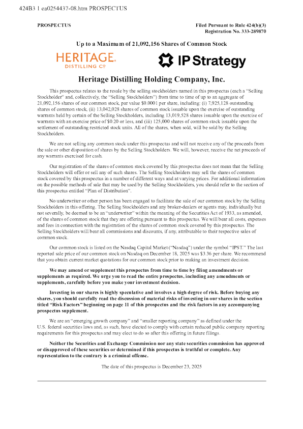Heritage Distilling Holding Co Inc美股招股说明书(2025-12-23版)