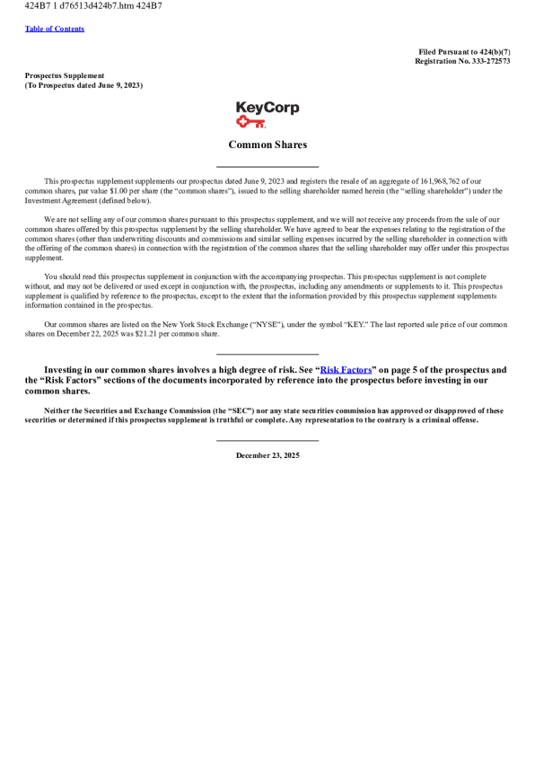 KeyCorp美股招股说明书(2025-12-23版)