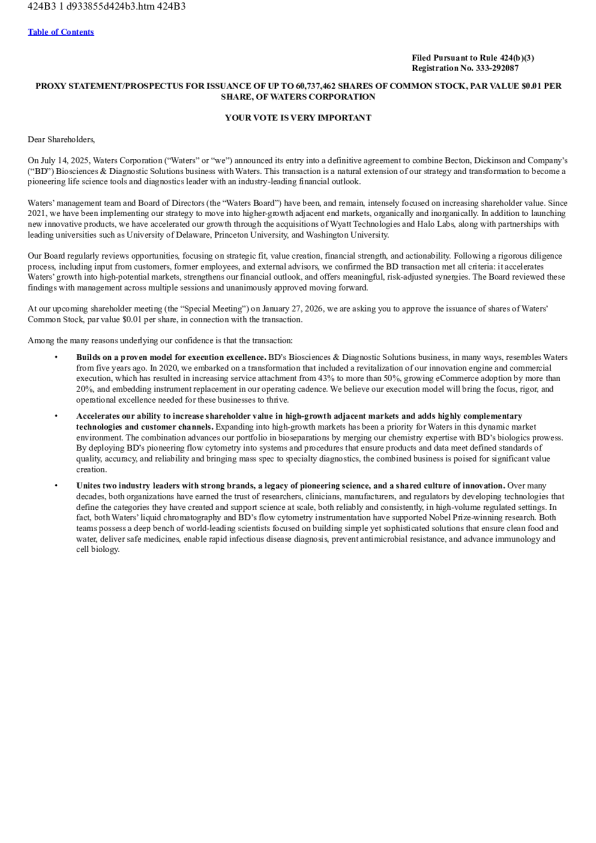 沃特世美股招股说明书(2025-12-23版)